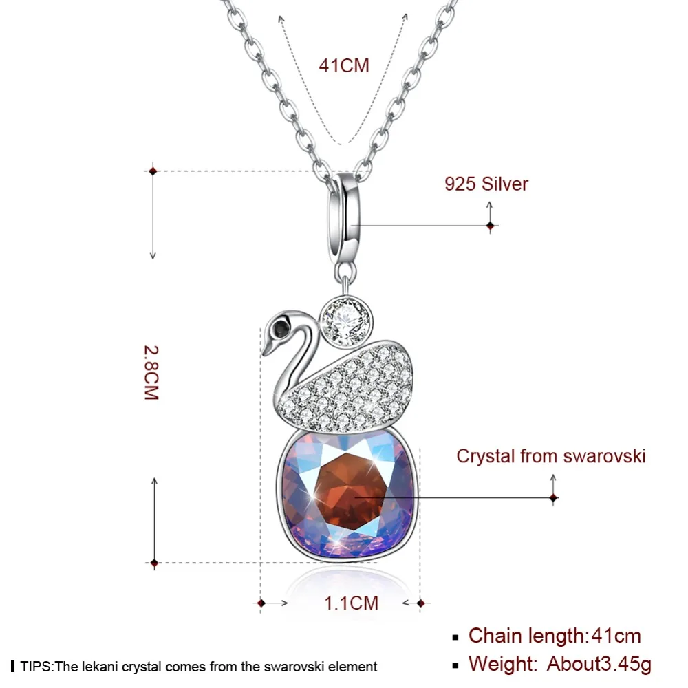 LEKANI кубический бисер кристаллы от SWAROVSKI Лебедь Кулон ожерелья Классическая мода