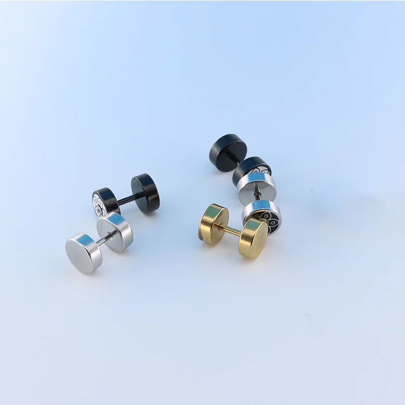 2019 г. штанга в стиле панк с круглым тортом и цирконом серьги из нержавеющей стали