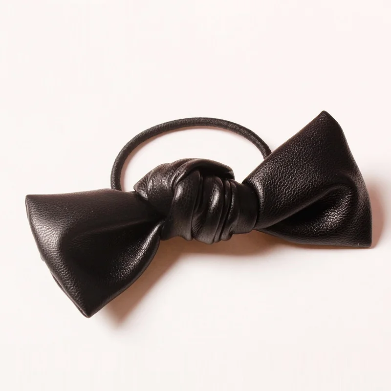 Резинка для волос с бантом из искусственной кожи эластичная лента мини хвост