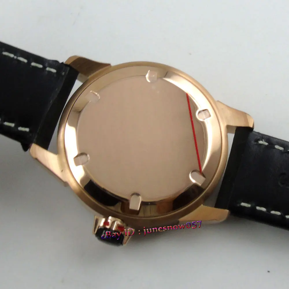 Мужские часы с черным циферблатом Bliger 43 мм светящаяся рамка окошком даты Золотой