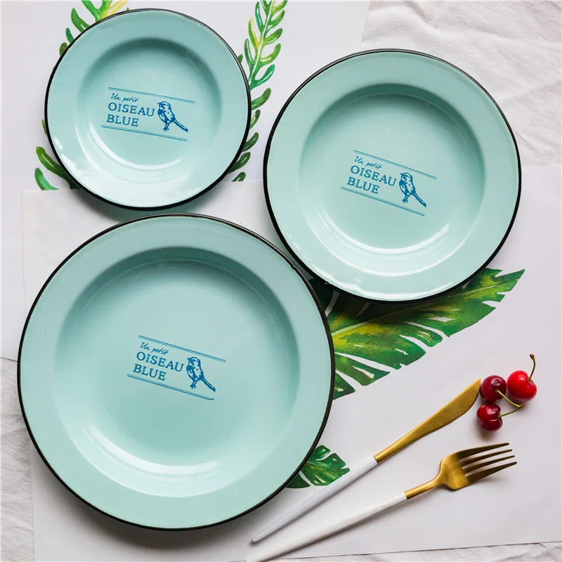 (3 шт./компл.) набор тарелок с эмалью тарелка рисунком птицы|plate dish|enamel platedish dishes |