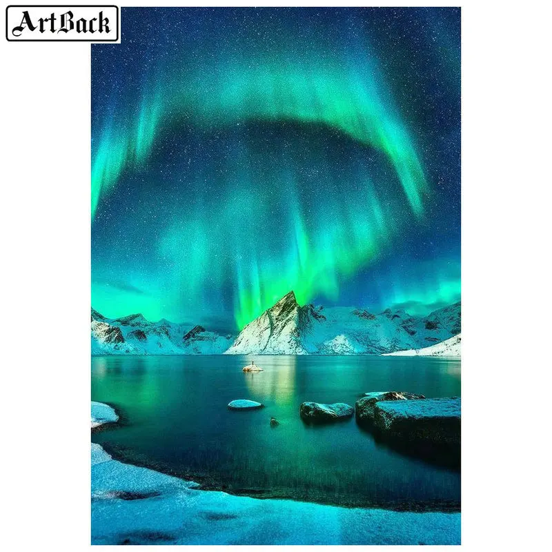 5d diy алмазная живопись aurora borealis пейзажи полный дрель квадратный кристалл