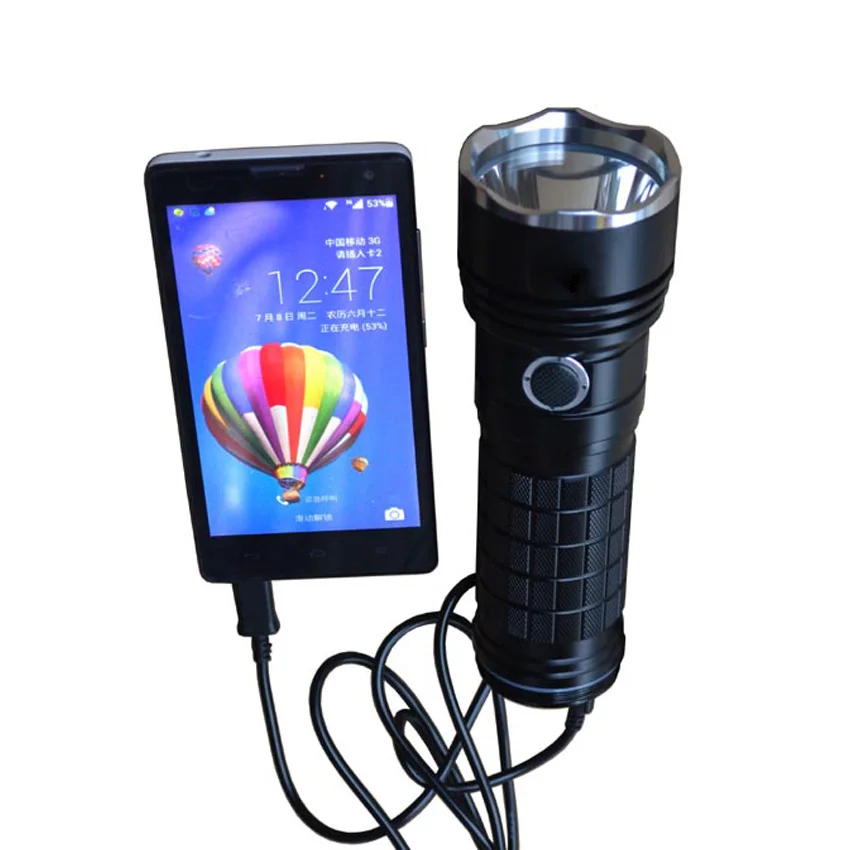 Алюминий сплав XM-L2 U3 двойной перезаряжающийся USB тактический фонарик Фонарь Лампа Фонари linterna фонарик 5V 18650 power bank Зарядное устройство