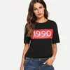 SHEIN Футболка С Текстовым Принтом И Коротким Рукавом Женские Летние Пуловеры С Круглым Вырезом С Коротким Рукавом