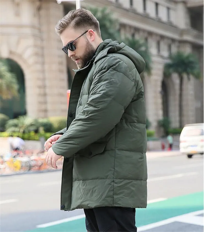 Мужская Толстая куртка большого размера XL-9XL 10XL с капюшоном парка Теплая Куртка осень и зима воротник Мужская куртка Цвет черный/зеленый