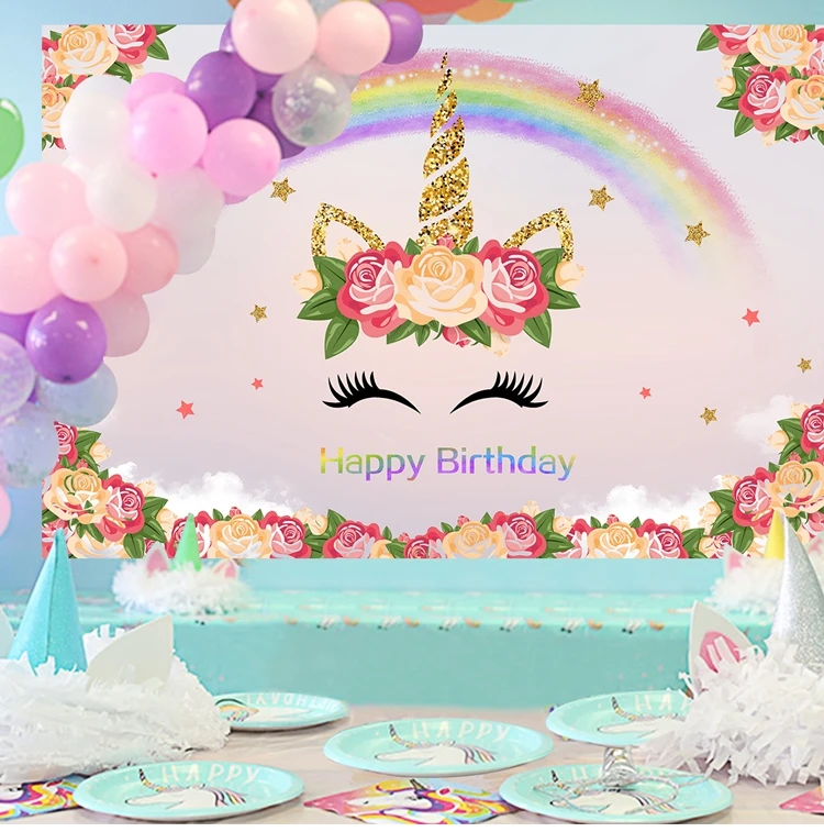 Huiran обои с изображением единорога Unicron вечерние фон Home Decor Baby Show на день рождения декоративное свадебное украшение вечерние поставки