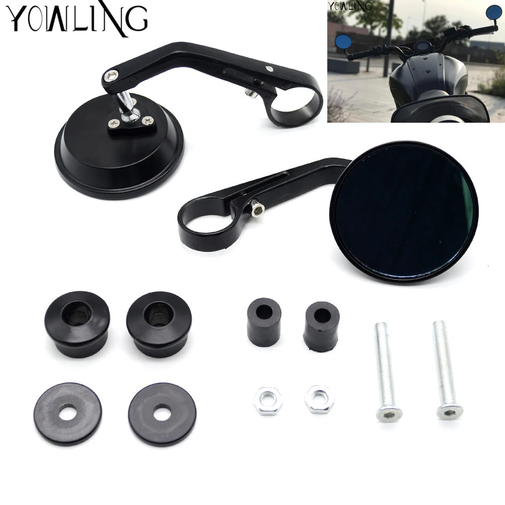 

Universal 7/8" Round Bar End Rear Mirrors Moto Motorcycle Motorbike Scooters Rearview Mirror Side View Mirrors Cafe Racer