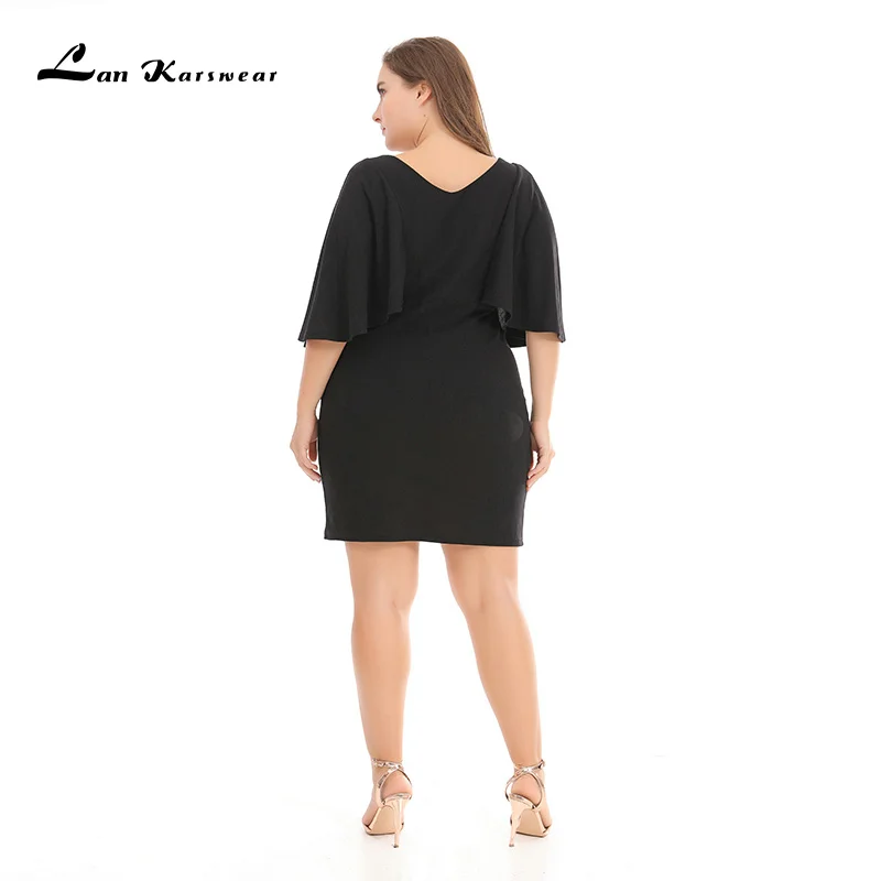 Женское летнее платье с V образным вырезом и коротким рукавом|vestidos plus|plus size dresssummer