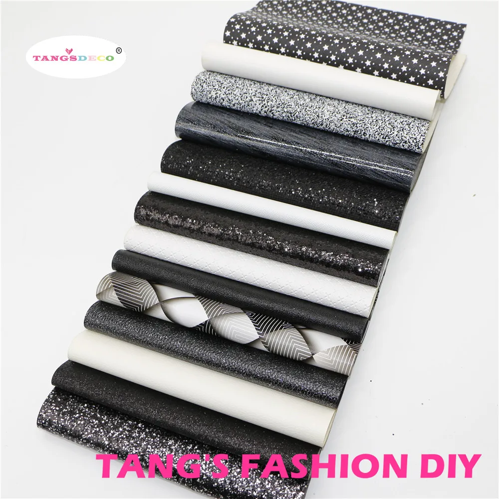 

14 шт. --- 20x22 см материал для банта из искусственной кожи белого и черного цвета