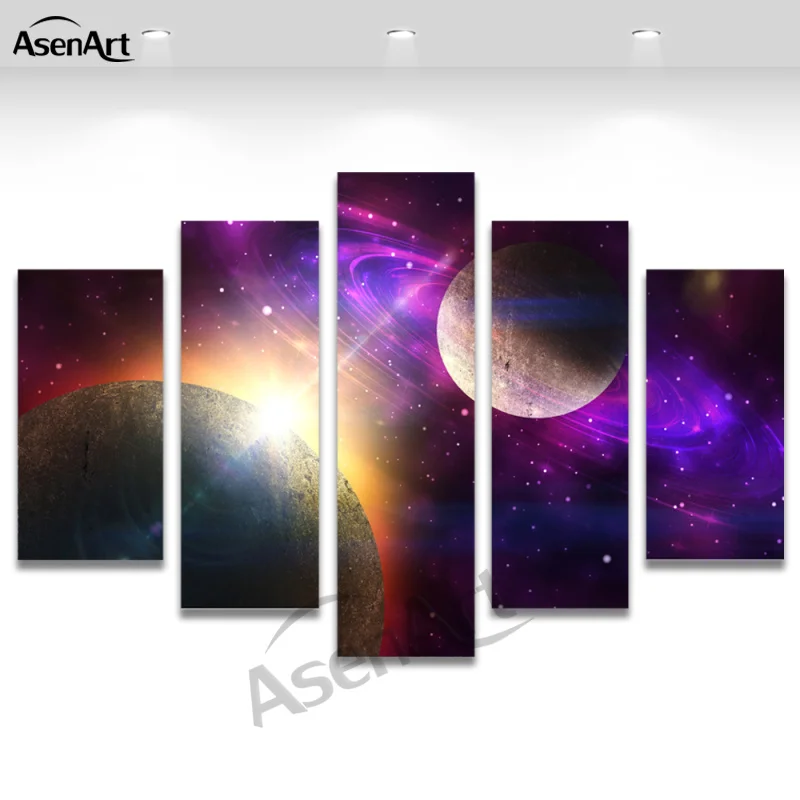 5 панельных картин фантастическая звезда космическое пространство Современная