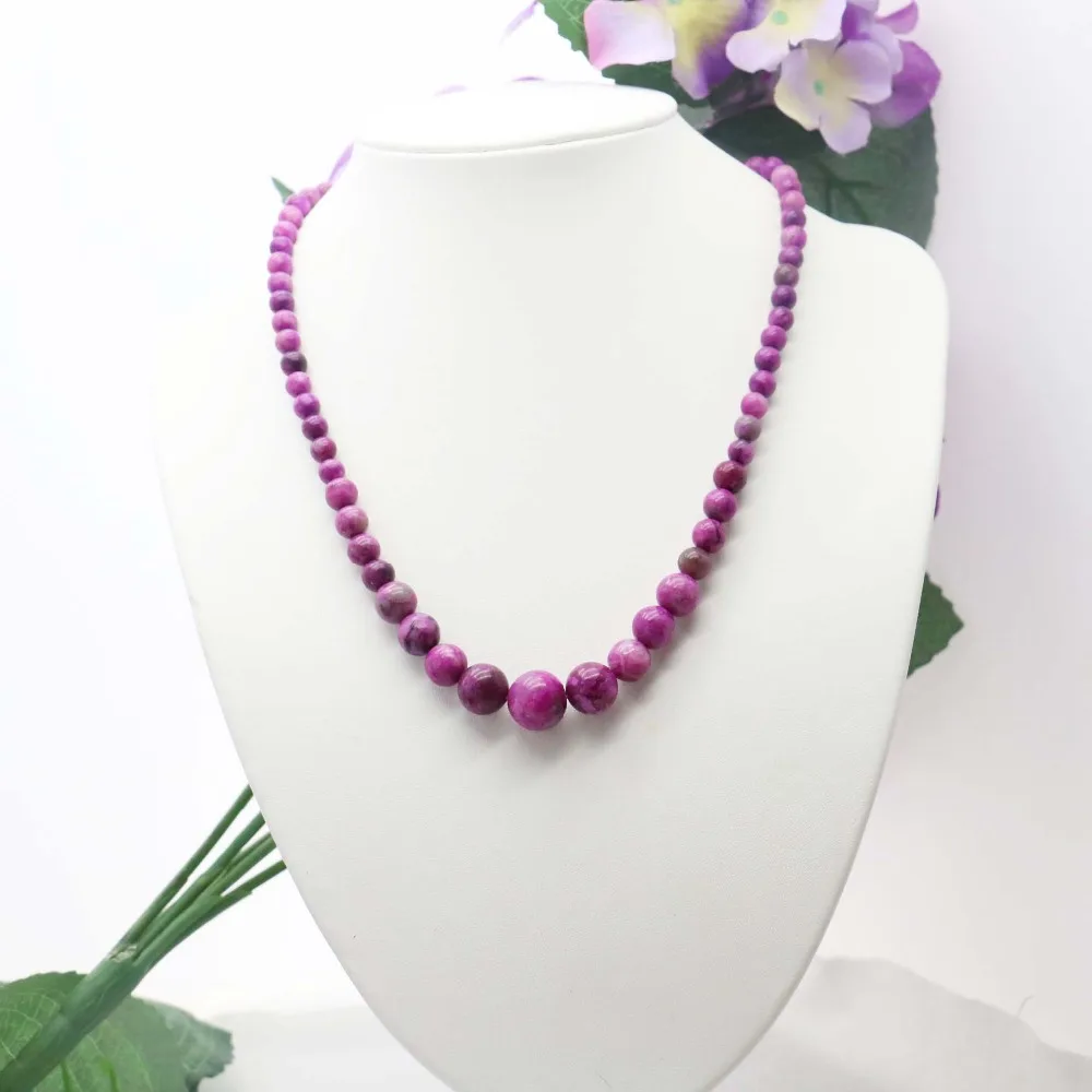 Ожерелье женское в классическом этническом стиле с розовыми бусинами 6-14 мм |