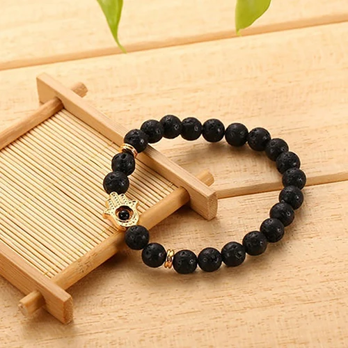 Новинки Для женщин Винтаж evil eye рука Фатимы Каббала лавы Бусины браслет ювелирных