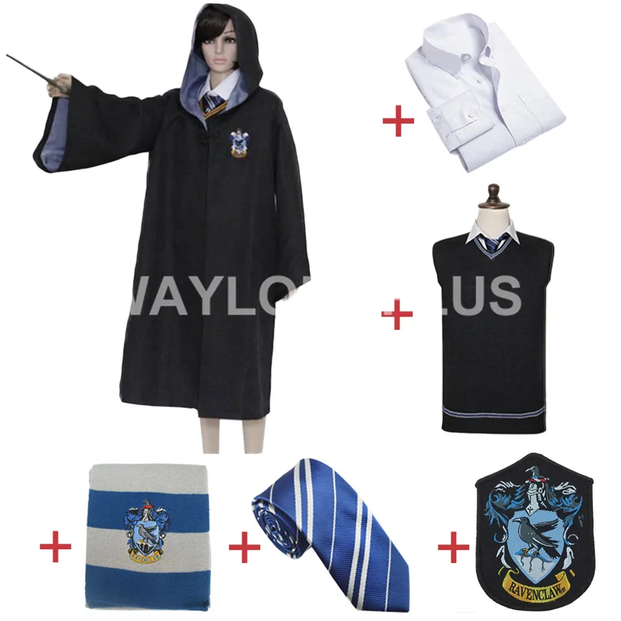Бесплатная доставка Ravenclaw Косплей халат плащ рубашка шарф галстук свитер