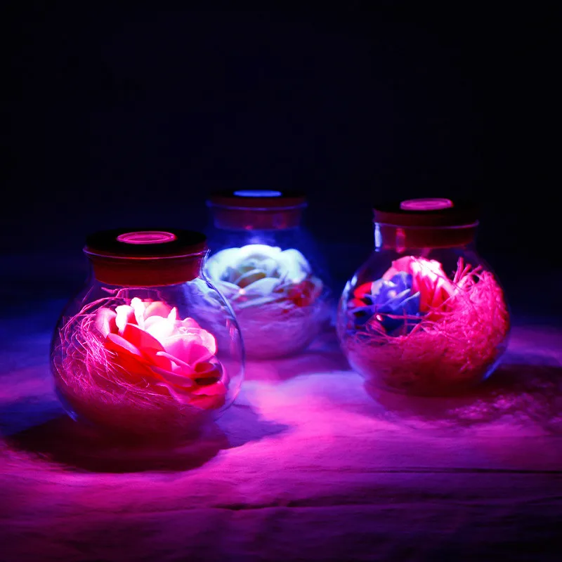 Светодиодная лампа RGB с регулятором яркости ночник в виде цветка стеклянная