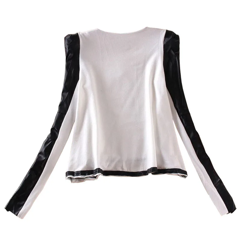 Лидер продаж! Футболка женская с длинным рукавом из искусственной кожи на