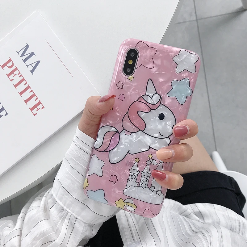 Милый рисунок единорога чехол для iPhone X XR XS Max 5 5S 6s 6 7 8 plus Модный корпус мягкие