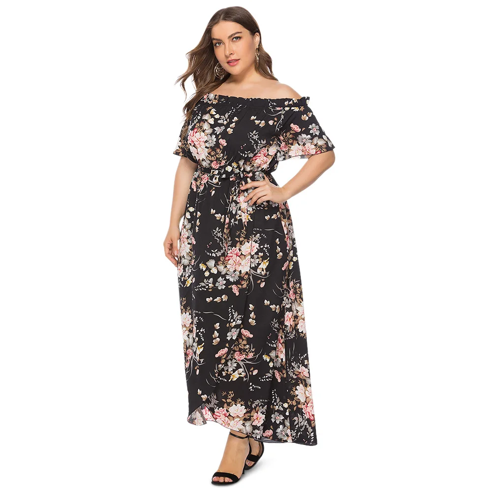 Длинное платье Boho розовое с открытыми плечами цветочным принтом | Женская одежда