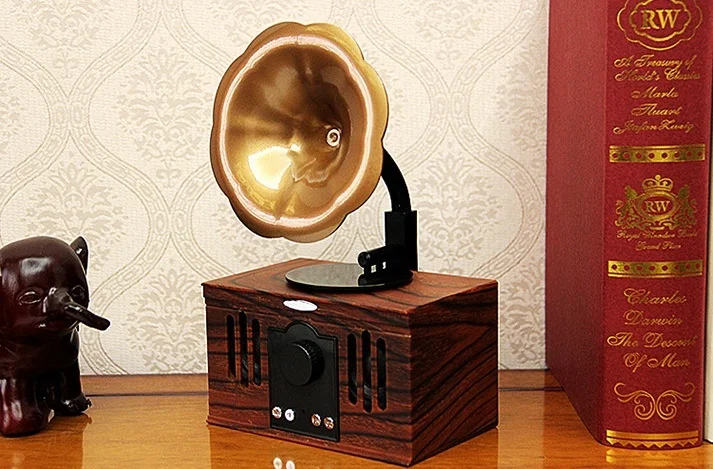 Bluetooth-Колонка деревянная в стиле ретро с микрофоном FM-радио TF | Электроника
