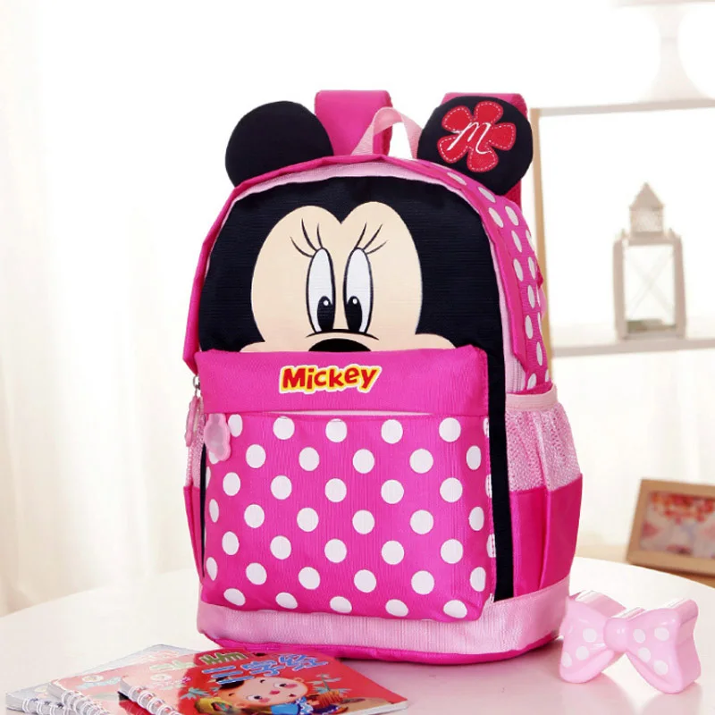 Pink disney детей Микки и Минни Маус для мальчиков и девочек, школьная сумка, очаровательные детские рюкзаки Мышь мультфильм школьные ранцы милый детский рюкзак для путешествий подарки - Цвет: Pink