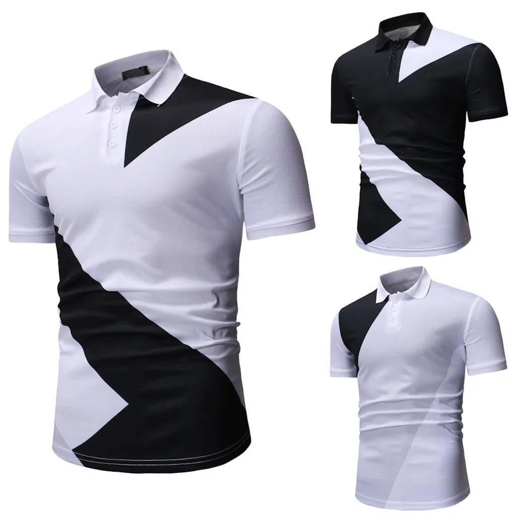 Мужской кардиган на кнопках с коротким рукавом в стиле пэчворк каждый день