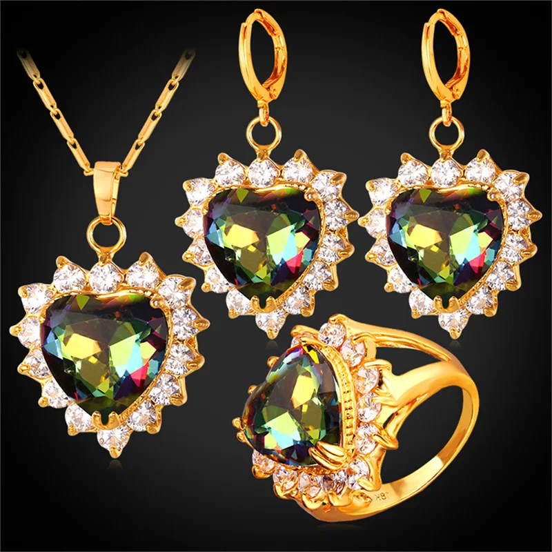 Женский комплект из колье и сердца с австрийским камнем | Украшения аксессуары