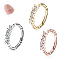 1pc 20g brass crystal nose septum hoop rings real pierced ear helix clicker daith rook earring tragus labret piercings jewelry