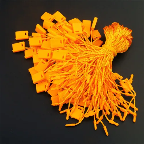 Orange 100 шт./лот, пластиковая квадратная пряжка, этикетка, полиэстеровый ремешок, веревка, Висячие планшеты для одежды, сумки, бирки, карты, аксессуары для одежды DIY - Цвет: Orange