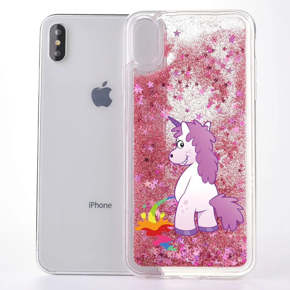 FQYANG Cute Spoof Cartoon Unicorn For HUAWEI P8LITE Dynamic Liquid Quicksand Phone Case For Samsung S4 5 6 7 8 Plus A7 A5 J7 J5