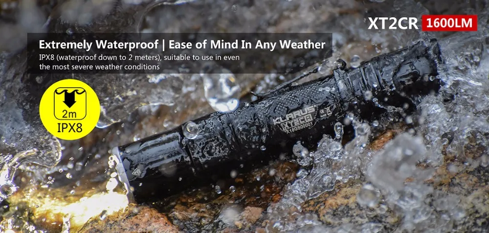 KLARUS XT2CR CREE XHP35 HD E4 светодиодный фонарик 1600 люмен компактный супер-яркий двойной переключатель перезаряжаемый тактический фонарь