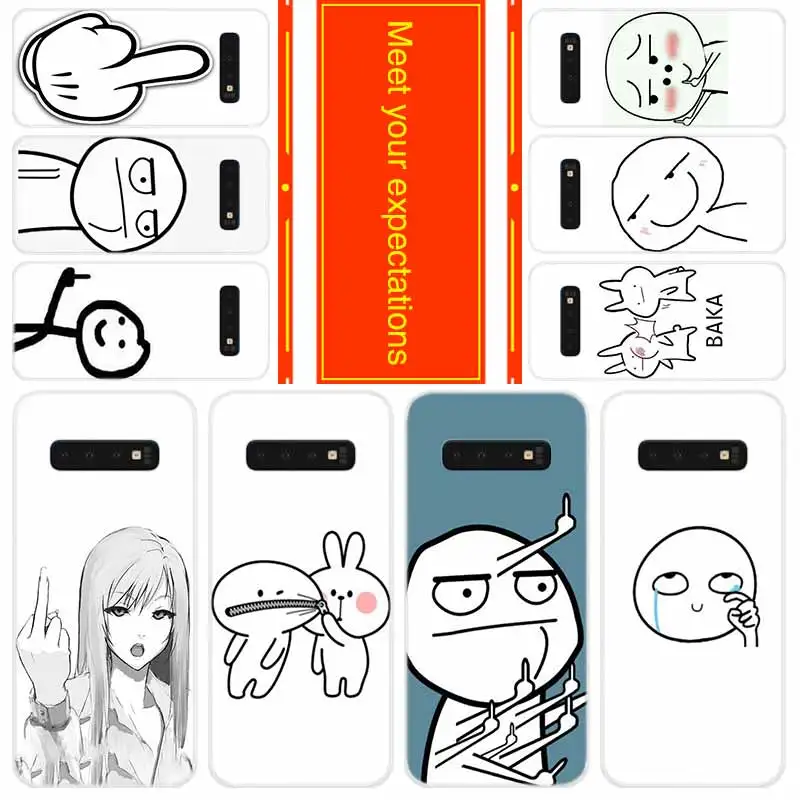 Мягкий чехол для Samsung Galaxy S30 S20 S11 S10 S9 S8 Plus S7 Edge S10e Uitra meme лицо средний палец Забавный
