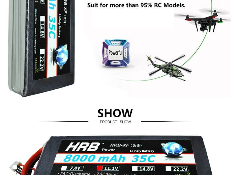 Аккумулятор hrb lipo 3S 11,1 V 8000mah 2S 7,4 V XT60 T Deans 14,8 V 18,5 V 22,2 V 4S 5S 6S 1S 3,7 V RC Квадрокоптер самолеты Автомобили Запчасти 35C