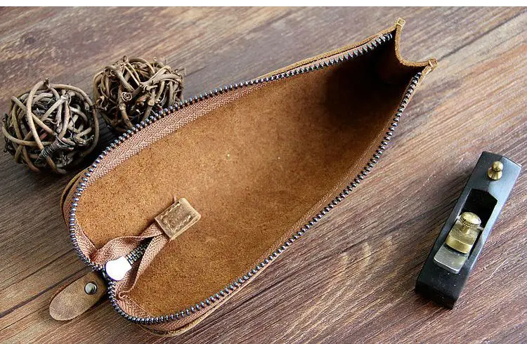 Многофункциональная винтажная сумка для ручек из натуральной воловьей кожи