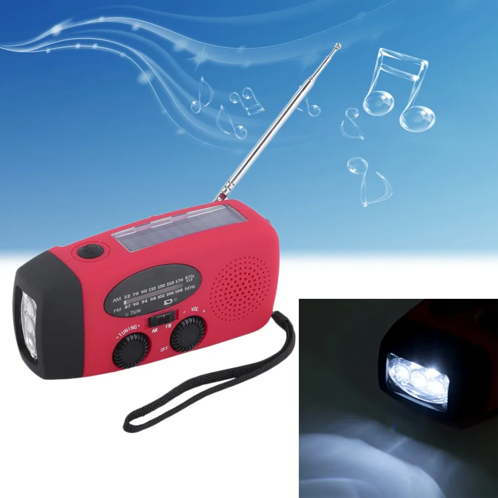 Чрезвычайная Солнечный рукоятки электрический фонарик Фонарь динамо Яркий 3