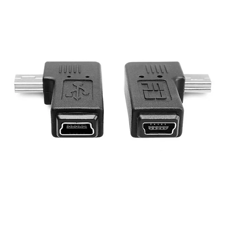 

90 degree right +left angle mini 5pin USB B male to female plug connector adapter