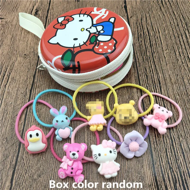 4 Box color random 20 шт./кор. мультфильм ободки для волос для детей; резинка для волос, обтянутая тканью; резинка для волос, аксессуары для девочек Детская бабочка резинка для волос головной убор мешок с застежкой-молнией подарок - Цвет: 4 Box color random