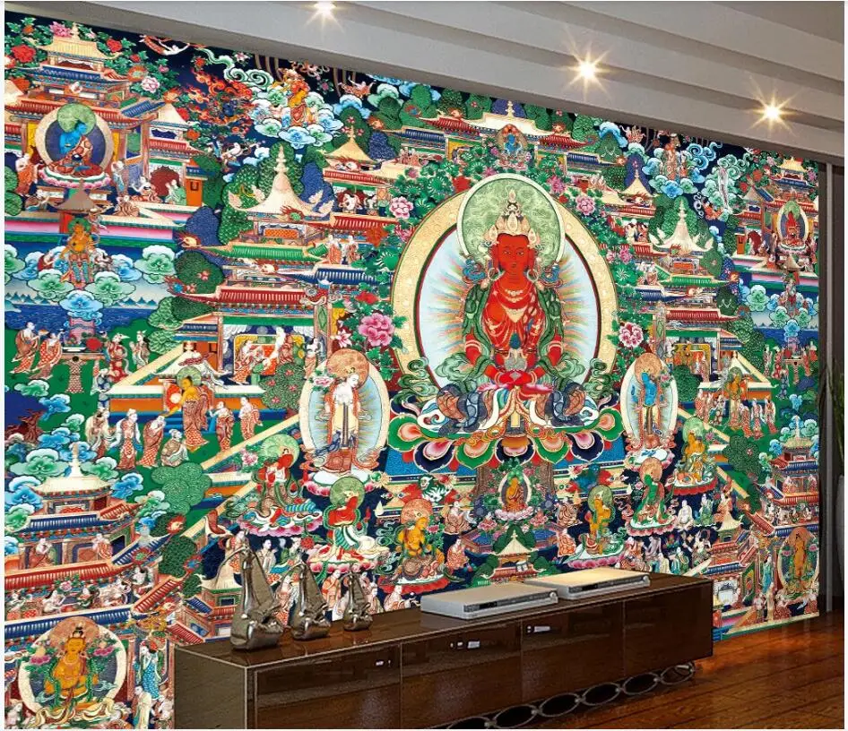 WDBH 3d обои на заказ фото буддистские фрески китайской династии Тан храмы домашний