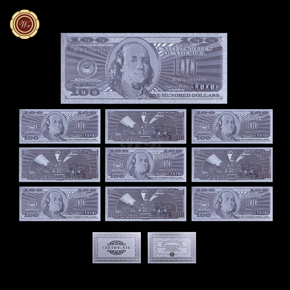 WR американская Серебряная банкнота креативный Usd 100 декоративные США поддельные