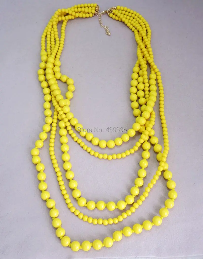 Эффектное ожерелье желтого цвета пятислойное ожерелье|layered necklace|statement necklacenecklace