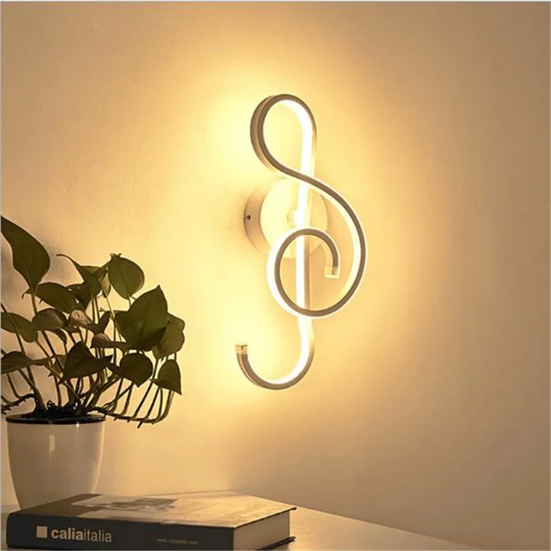 

Modern Creative Music Note Acrylic Aluminum Led Wall Lamp for Living Room Bedroom Aisle Kid's Room Porch Light H 37cm 2216
