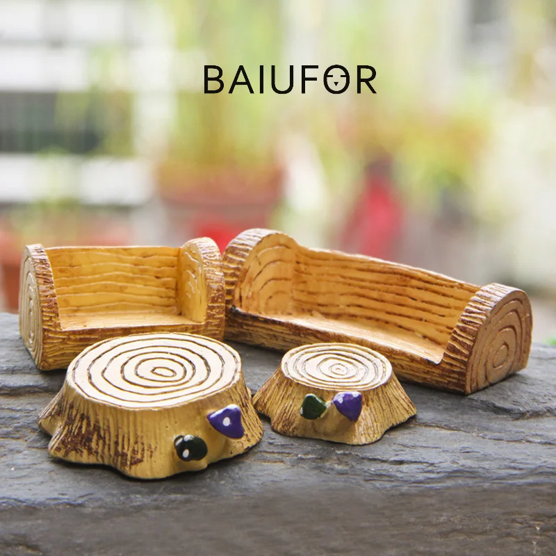 Миниатюрный стул BAIUFOR Сказочная скамейка из смолы в форме гриба сказочное