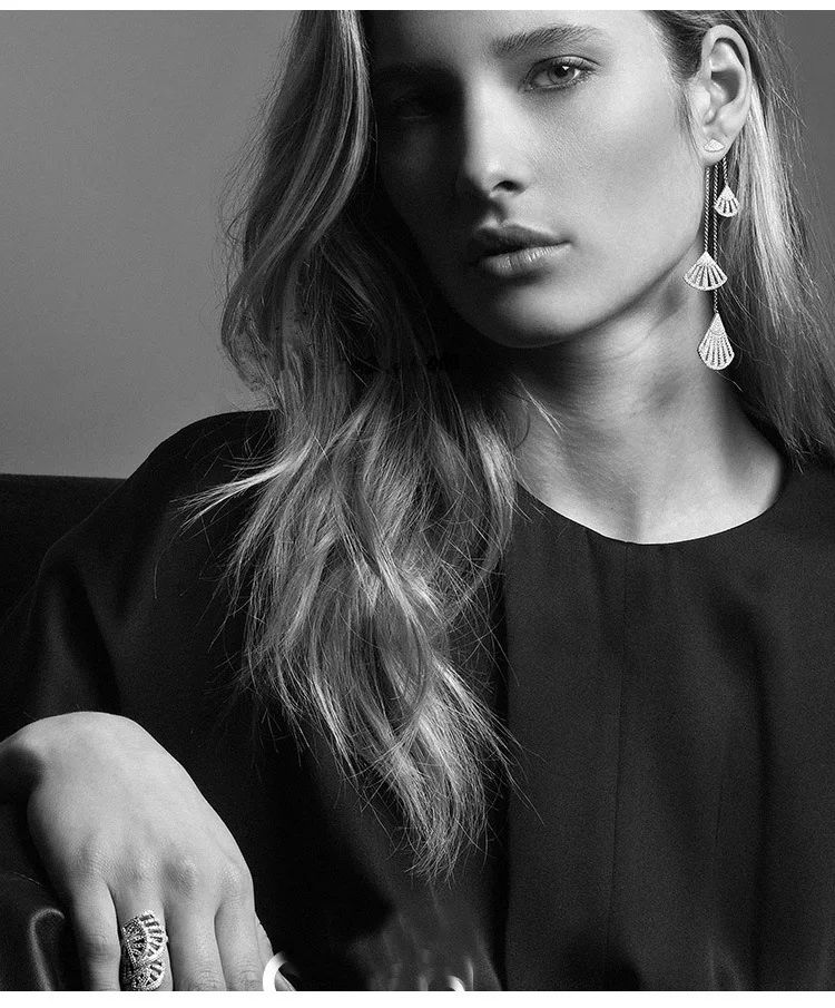 Европейские Длинные асимметричные серьги с кисточками Кристаллы из кристаллов