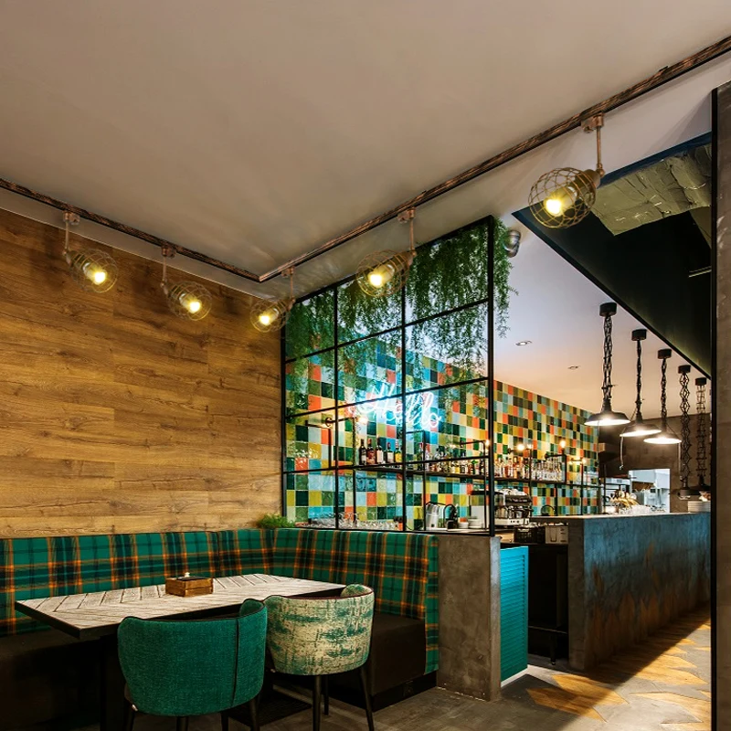 Винтажный светодиодный светильник для магазина промышленный на рельсах черный