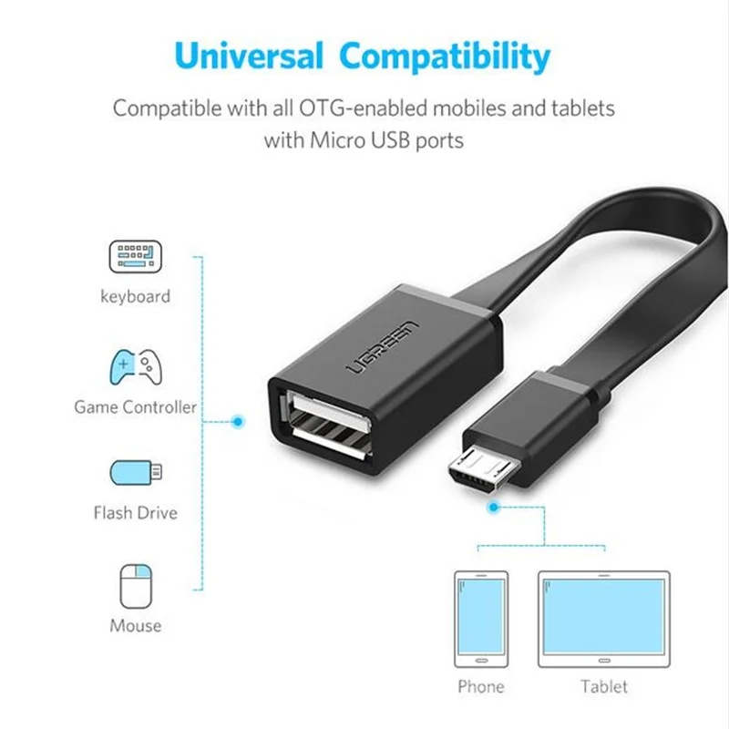 Ugreen micro usb к usb 2,0 адаптер otg конвертер для samsung s6 huawei sony xiaomi redmi 5 micro usb otg Кабель-адаптер Android