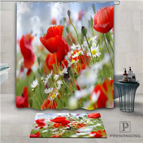 На заказ Маки (1) водонепроницаемый занавеска для душа коврик дома ванной комнаты