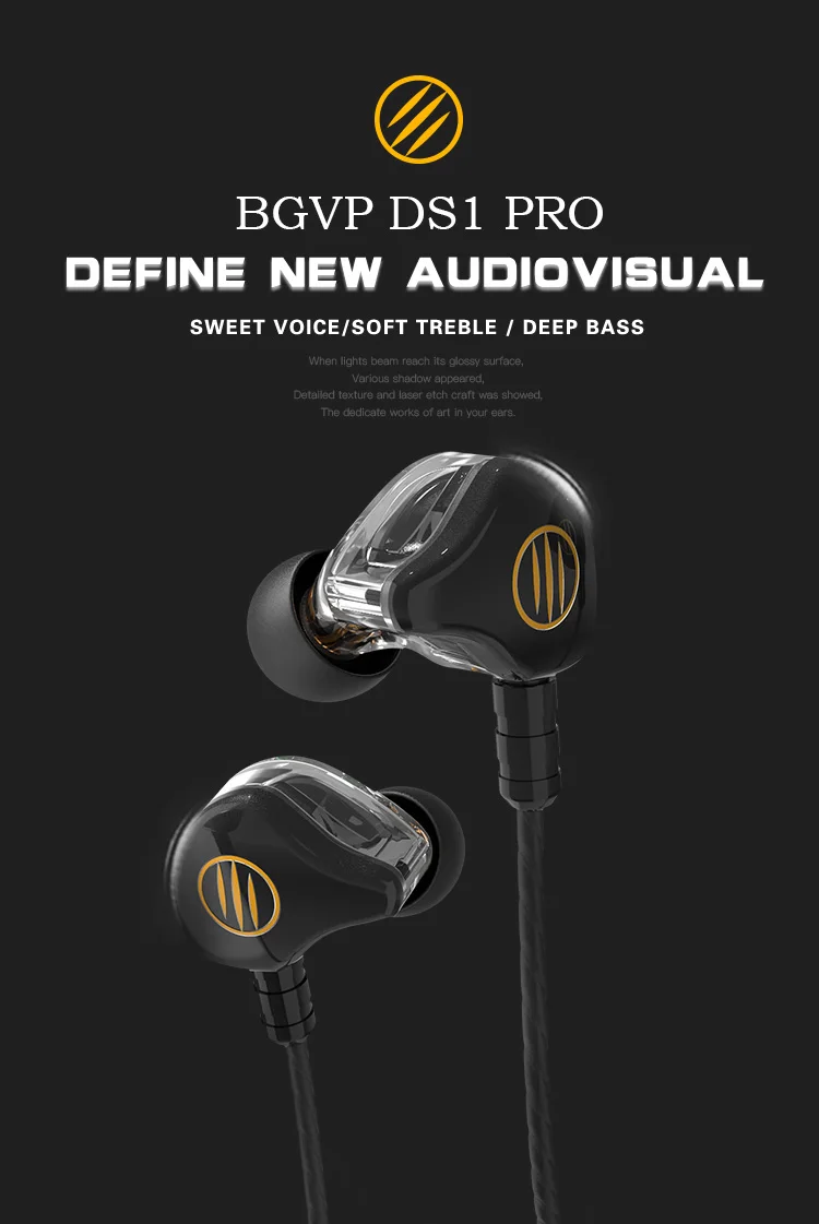 BGVP DS1 PRO HIFI наушники 1DD+ 2BA гибридная технология в уши IEM типы OCC с микрофоном/OCC покрытием с серебром без микрофона MMCX кабель