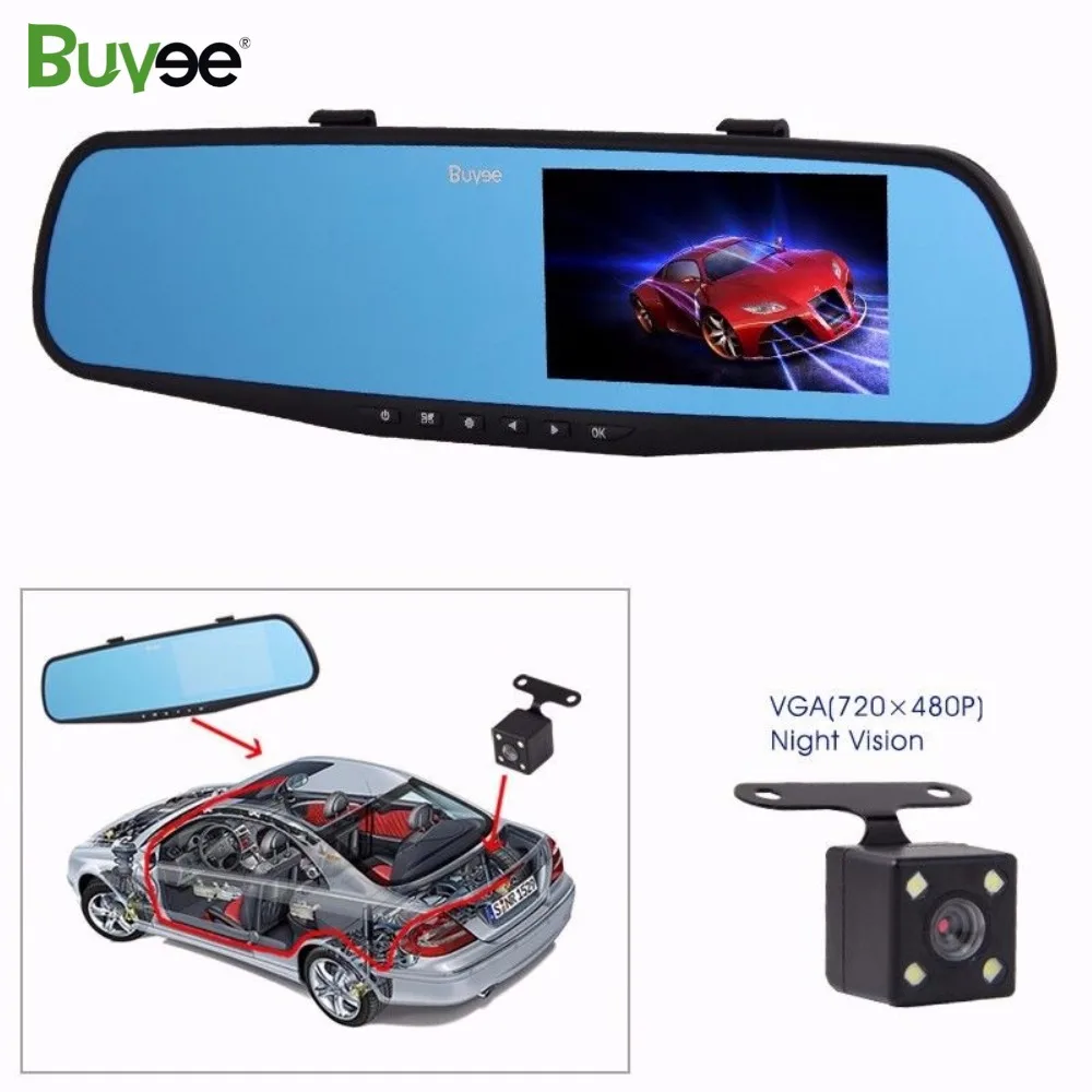 Buyee 1080 P Full HD 4 3 ''ЖК дисплей двойной объектив приборную панель автомобиля