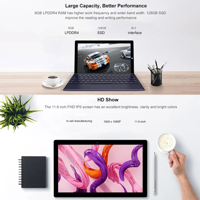 Teclast X4 2 в 1 ноутбук планшетный ПК 11 6 дюймов Windows 10 Celeron N4100 четырехъядерный ГГц 8 Гб