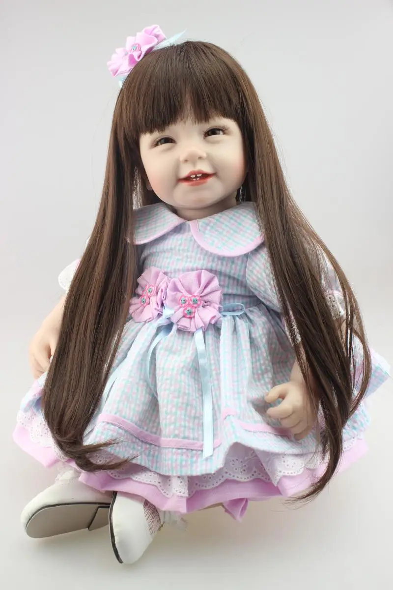

Newborn Doll Realistic long hair princess Bebe Reborn Doll 22'' Soft Silicone Vinyl Baby Toy For Girl XMAS Gifts bjd doll lol
