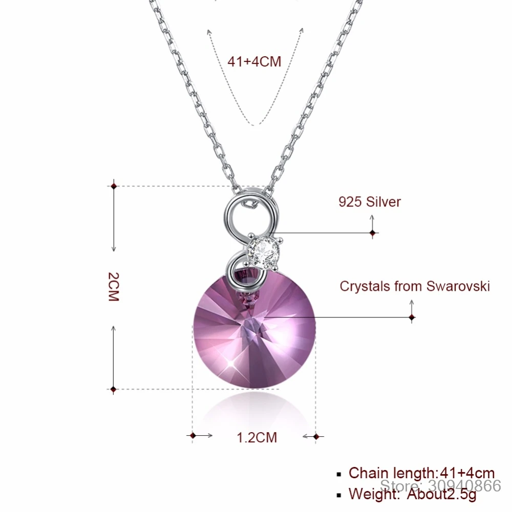 Ожерелье LEKANI с кристаллами Swarovski 925 женское ожерелье Модное Элегантное шикарное ювелирное изделие белого розового синего цвета