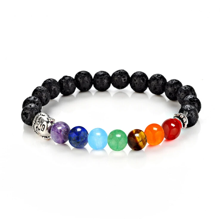 Прямая поставка 8 мм новый модный мужской браслет Будда Эластичный черный цвет из